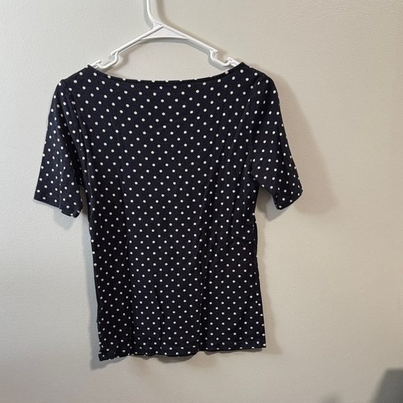 Ralph Lauren Navy and White Polka Dot Short Sleeve Top - Picture 3 of 6